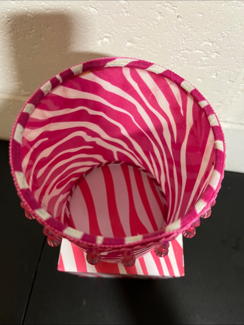 Pink Zebra Zebra-Striped Decorative Sleeve with Fringe - Picture 5 of 6